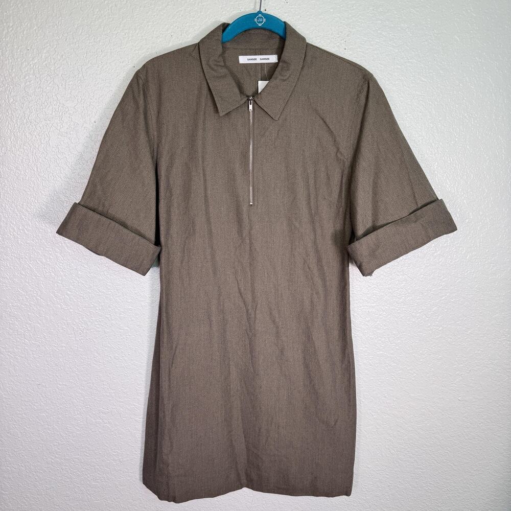 Samsoe Samsoe Sariah Dress Womens Medium Organic Half Zip Minimalist Preppy NEW